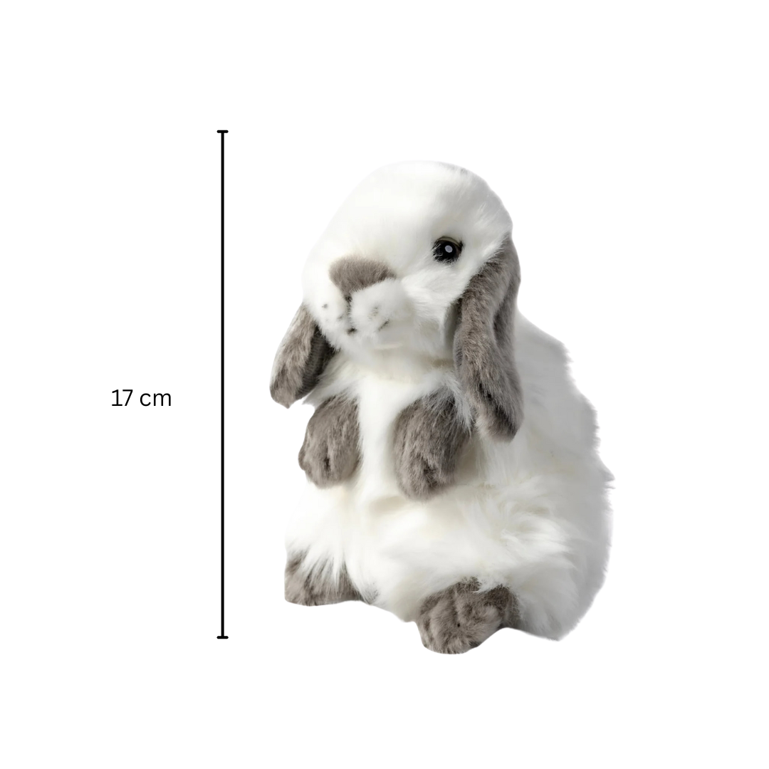 Grey & White Sitting Lop Rabbit | Living Nature | Plushie