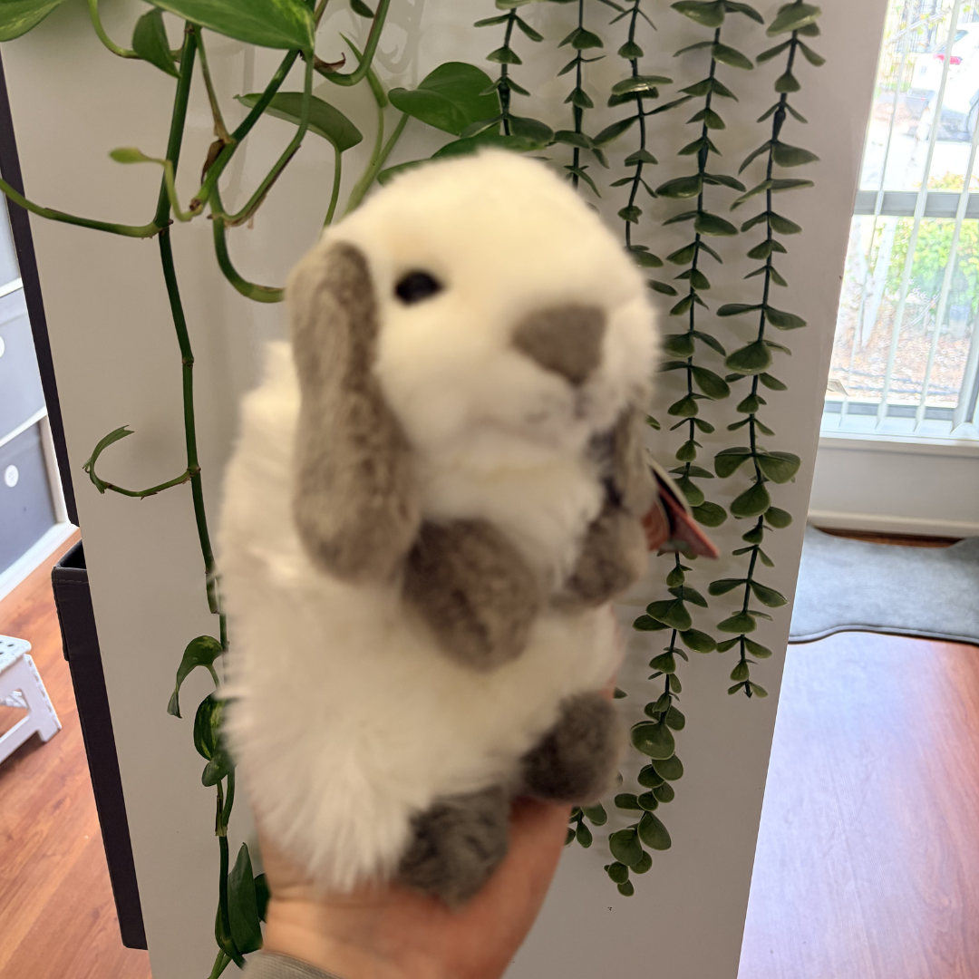Grey & White Sitting Lop Rabbit | Living Nature | Plushie