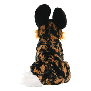 Plush toy with leopard print pattern on a white background