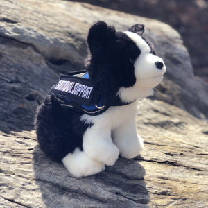 Emotional Support Stuffed Animal - Brave The ESSA Border Collie - emotional support vest - essa gear - plush dog