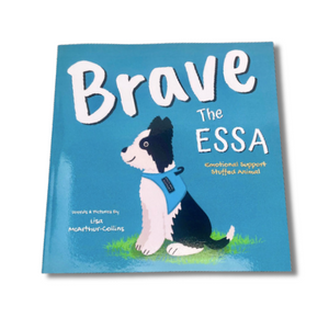 Front cover of Paperback children's picture book -Brave The ESSA - a book about Emotional Support Stuffed Animals - ESSA