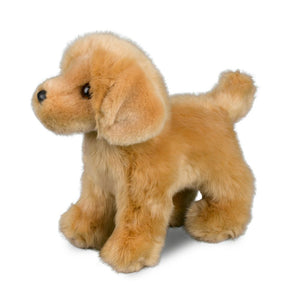 Plush toy dog on a white background
