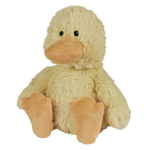 Plush duck toy on a white background