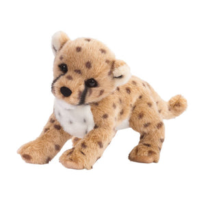 Plush toy cheetah on a white background