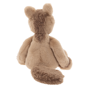 Brown plush toy with ears on a white background