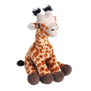 Plush giraffe toy on a white background