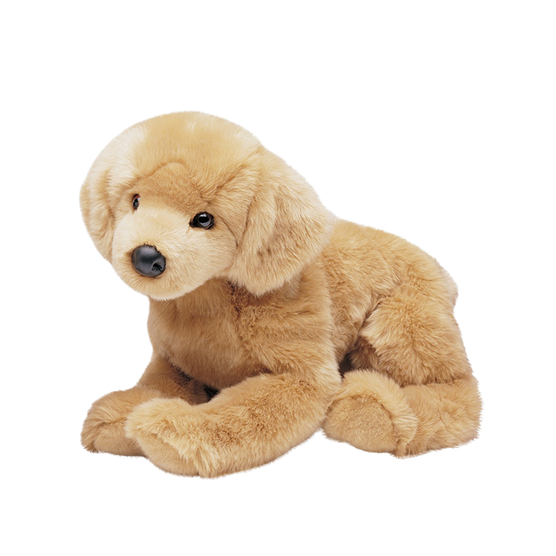 Plush dog toy on a white background