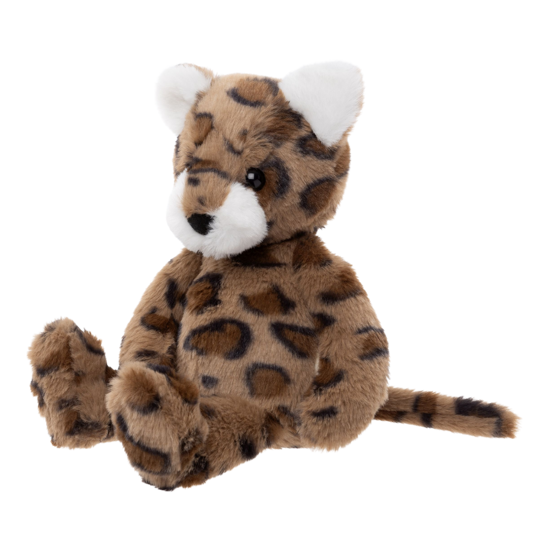 Plush toy resembling a leopard on a white background