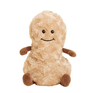 Plush toy resembling a fluffy creature with a smiling face on a white background