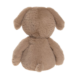 Back view of a brown teddy bear on a white background