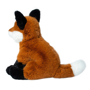Plush toy fox on a white background