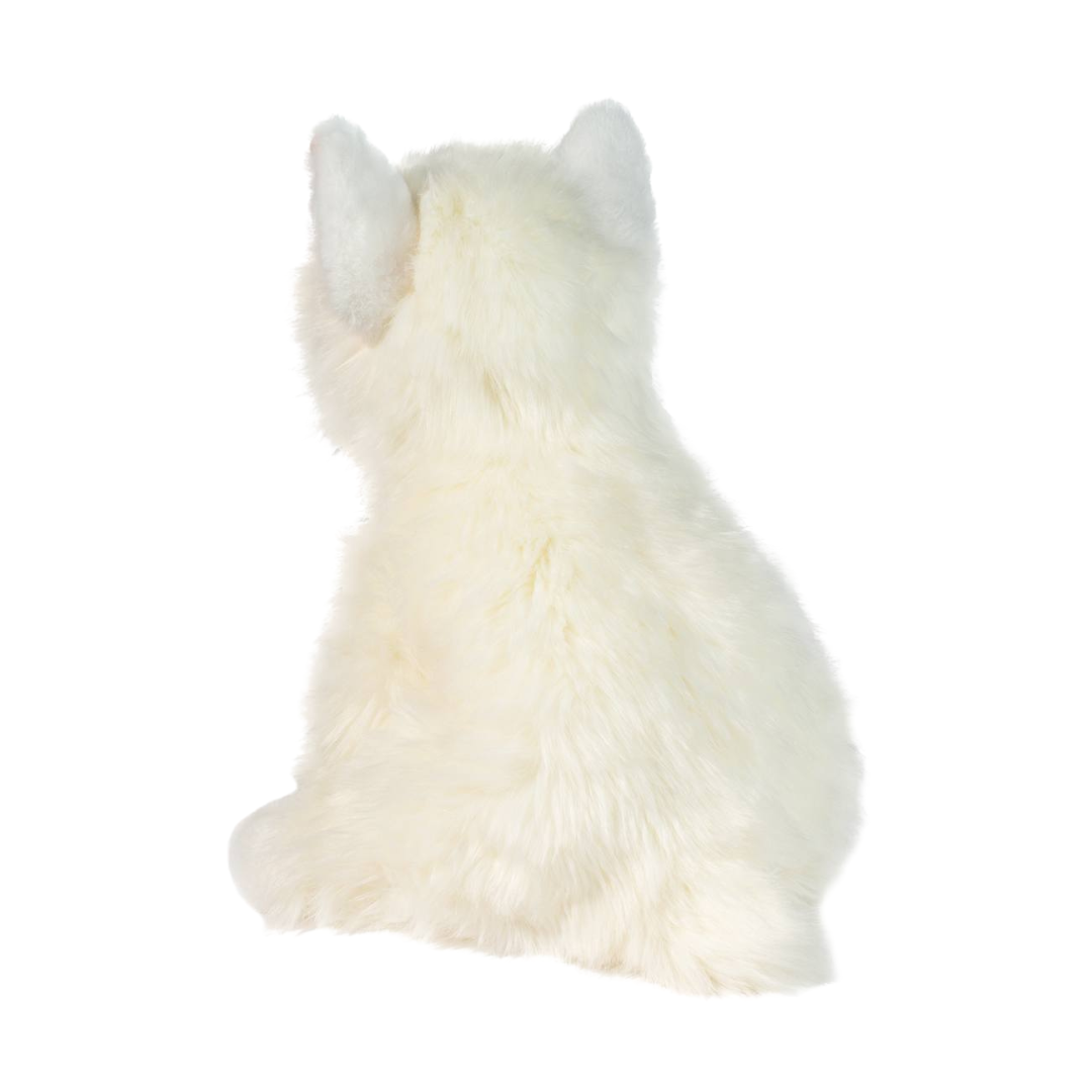 White plush toy with ears on a white background