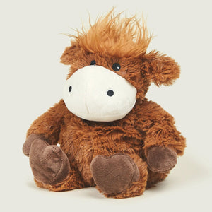Brown plush horse toy on a white background