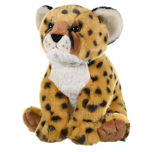Plush toy cheetah on a white background