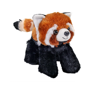 Plush toy of a red panda on a white background