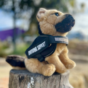 German Shepherd Plushie - Emotional Support Stuffed Animal - ESSA - Living Nature - black essa gear