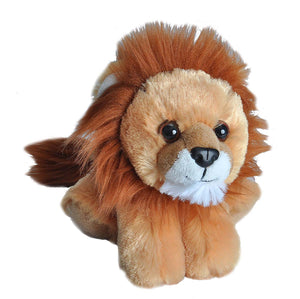 Plush lion toy on a white background