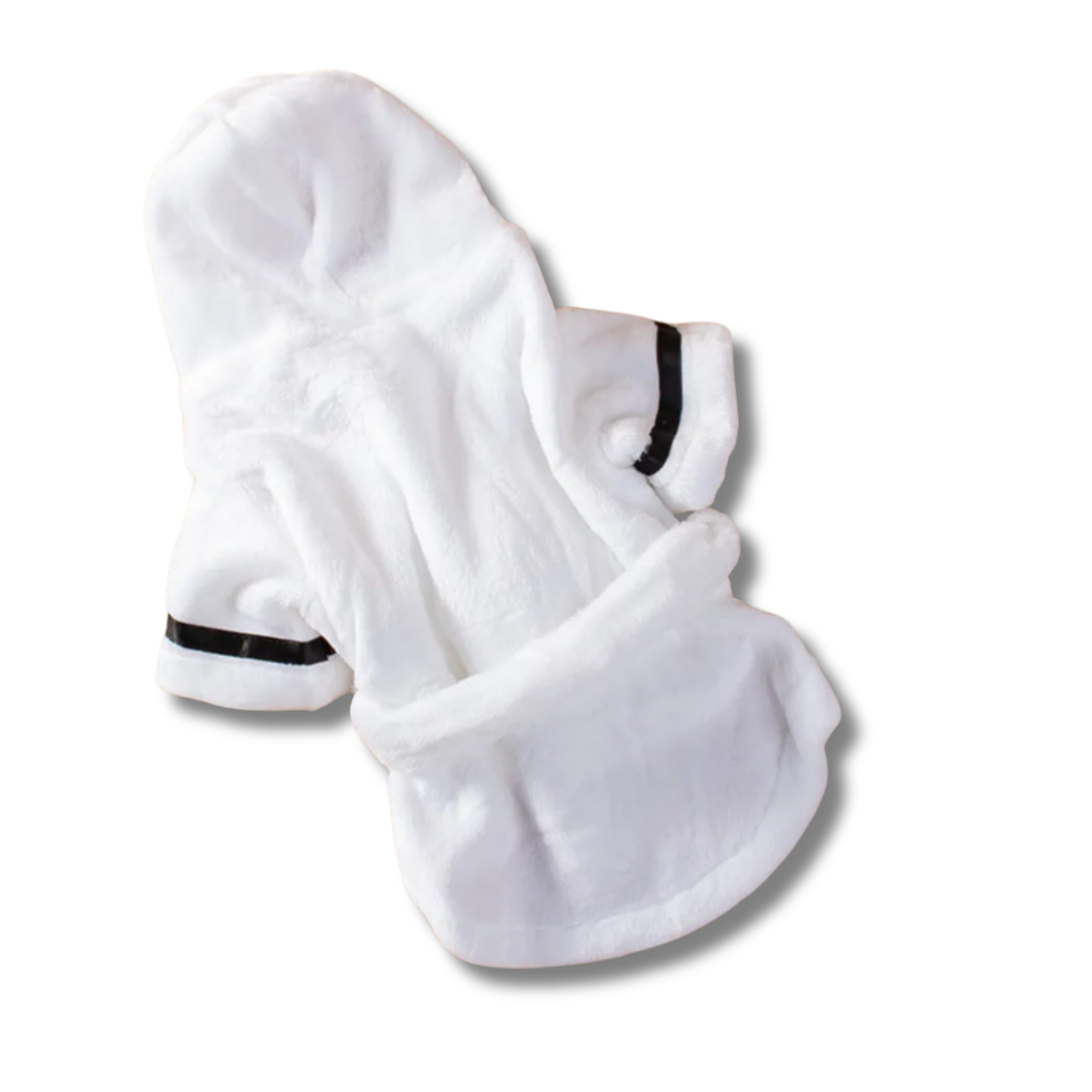 White dressing with black trim on a white background