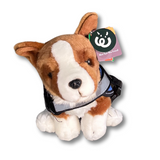 Corgi Dog Plushie - Living Nature  - Emotional Support Stuffed Animal wearing a blue emotional support vest front view