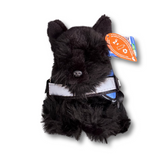 scottish terrier - living nature brand - wearing a blue emotional support vest - emotional support stuffed animal - front view