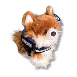 Long Hair Chihuahua - Living Nature - Emotional Support Stuffed Animal wearing a purple emotional support vest - front view