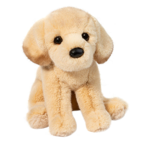 Plush dog toy on a white background