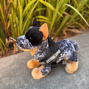 Australian Cattle Dog Plush Dog by Douglas Company side view black emotional support vest
