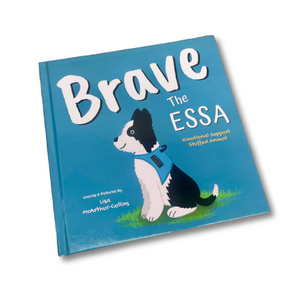 Front cover of Hardcover  children's picture book - Brave The ESSA - a book about Emotional Support Stuffed Animals - ESSA