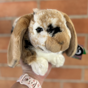 Brown Lop Rabbit by Living Nature front view of plush rabbit being held