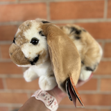 Brown Lop Rabbit by Living Nature side view of plush rabbit being held