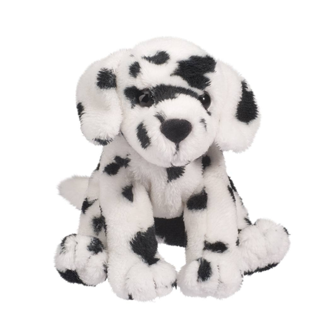 White and Black Spotted Dalmation Plushie Douglas Dog Sitting with a white background