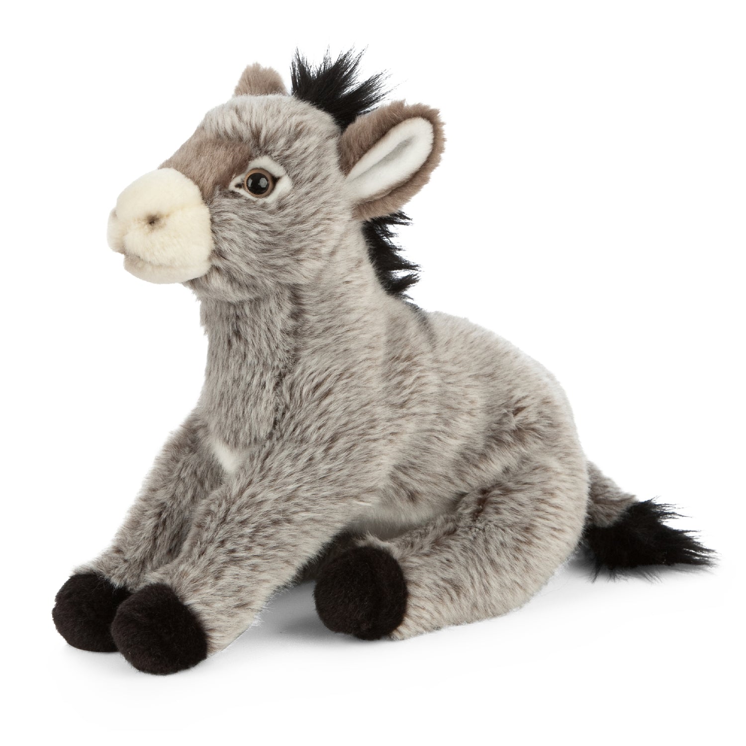 Plush donkey toy on a white background