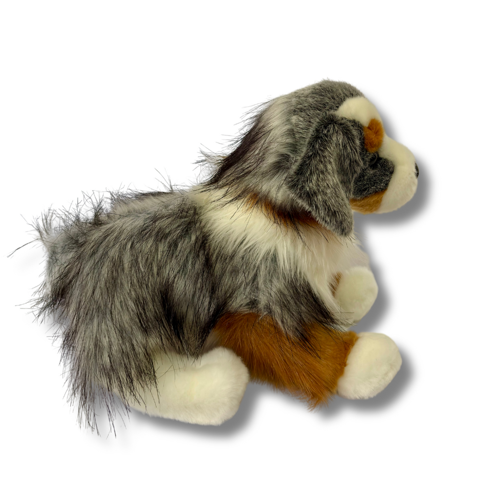 Sinclair Australian Shepherd plush dog by Douglas Cuddle Toy side view