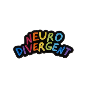 Colorful 'NEURO DIVERGENT' text on a black border against a white background