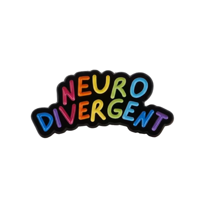 Colorful 'NEURO DIVERGENT' text on a black border against a white background