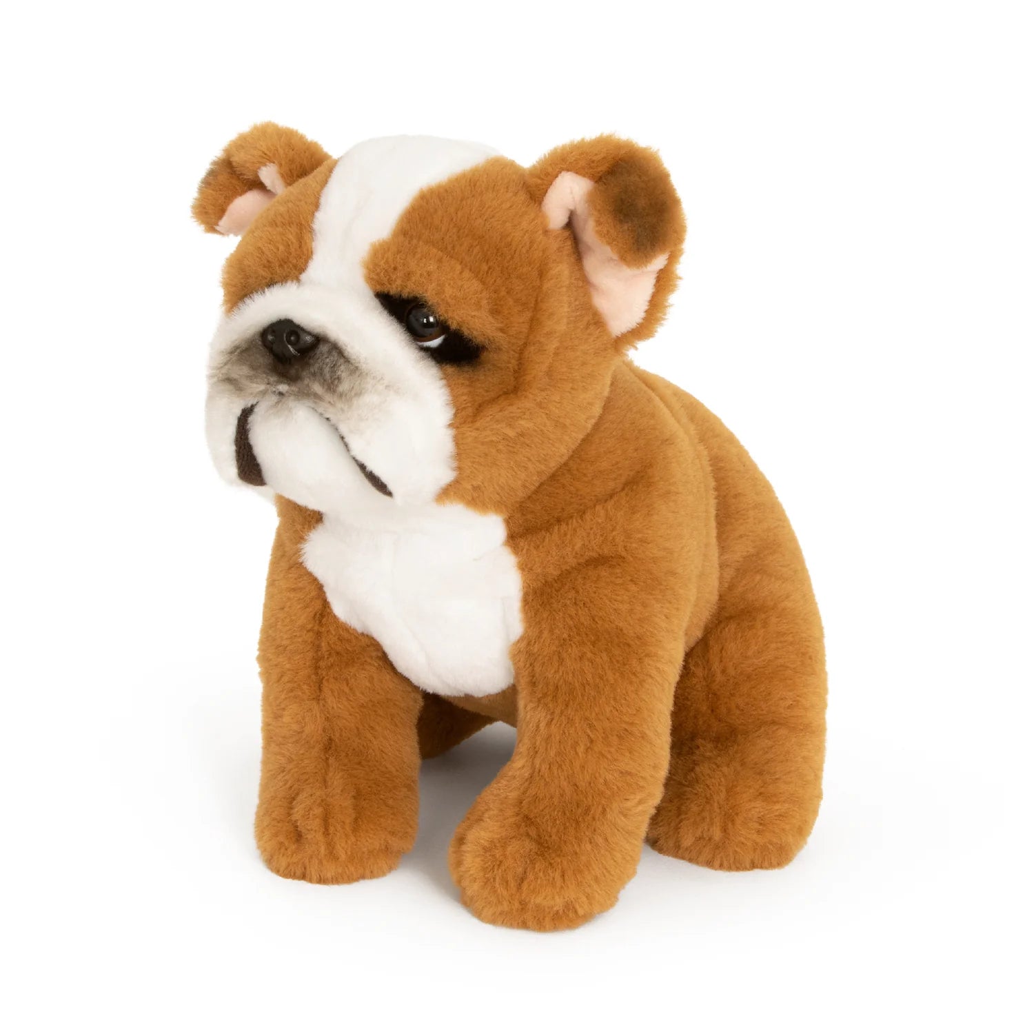 Plush toy bulldog on a white background