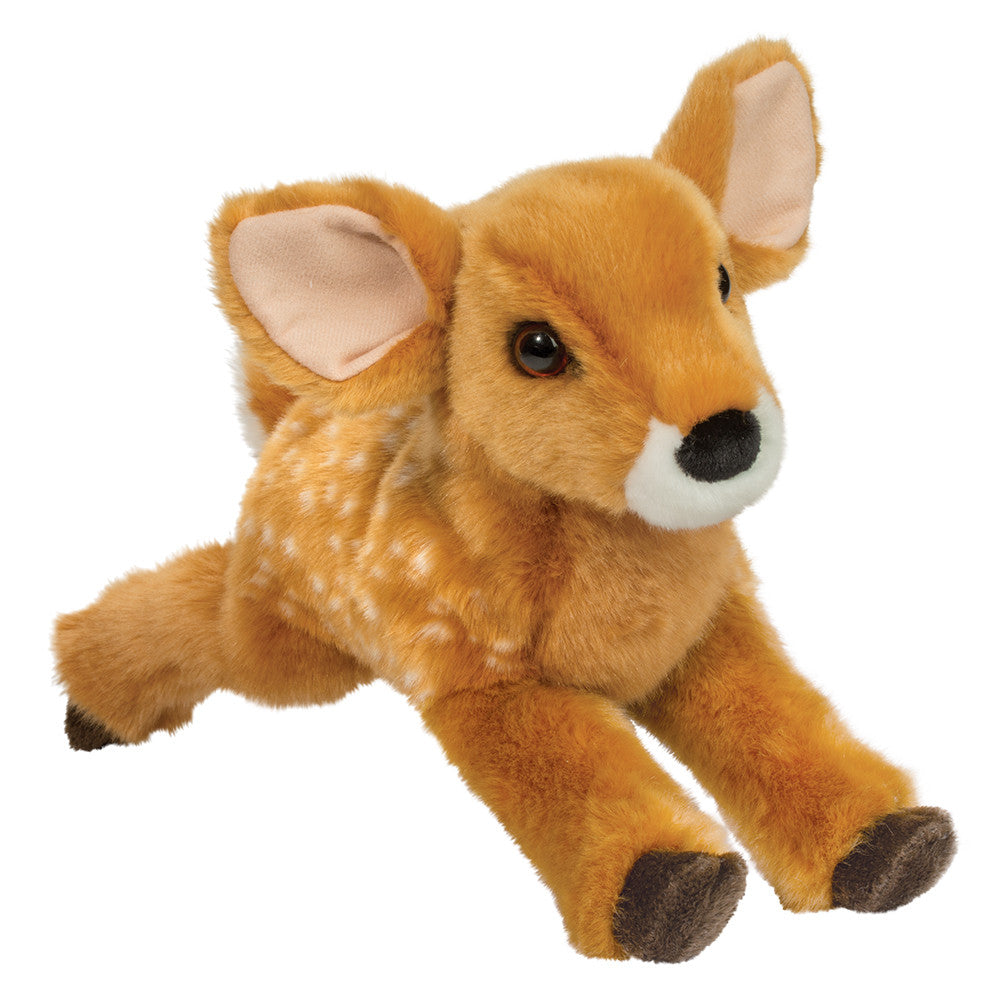 Plush deer toy on a white background