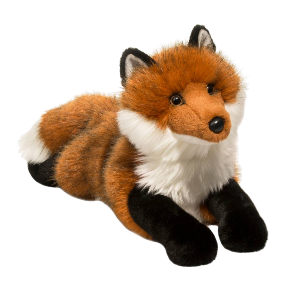 Plush fox toy on a white background