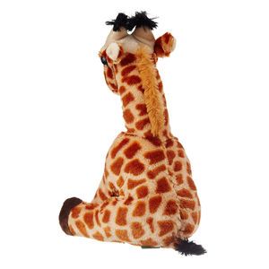 Plush giraffe toy with a white background