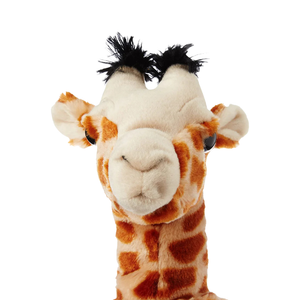 Plush giraffe toy on a white background