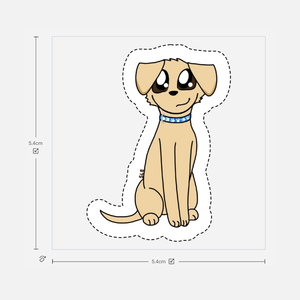 Cartoon dog with a blue collar on a white background