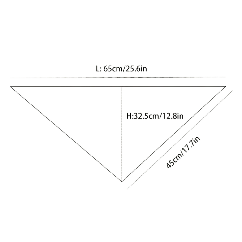 Measurement chart of a triangular object with dimensions labeled