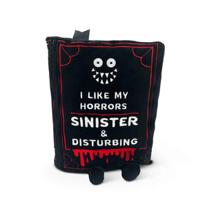 Black bag with a monster face and text on a white background