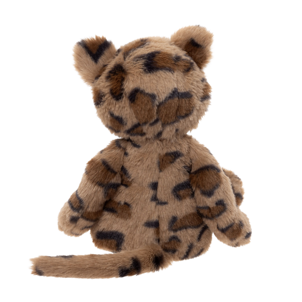 Plush toy with leopard pattern on a white background