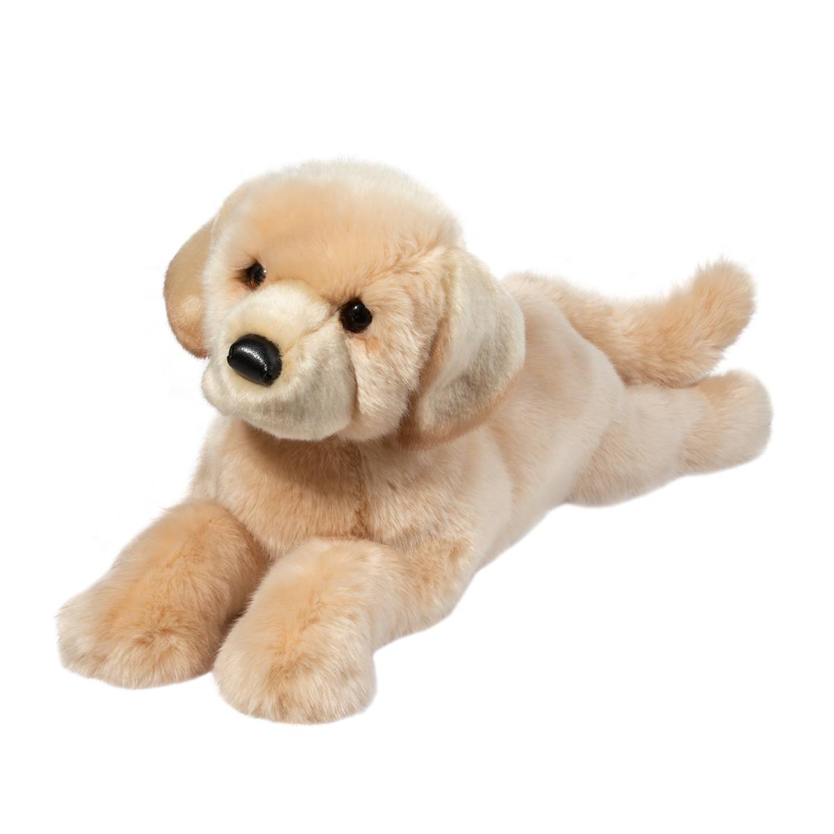 Plush dog toy on a white background