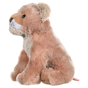 Plush lion toy on a white background