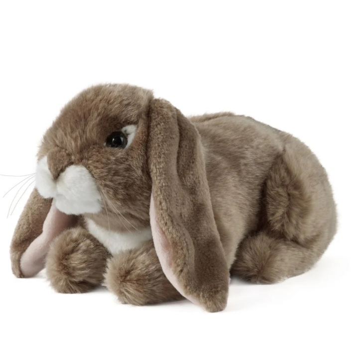 Plush toy rabbit with long ears on a white background