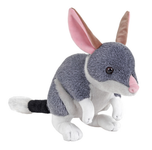 Plush toy of a bilby on a white background