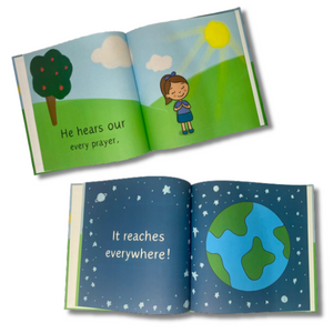 Inside pages of a children's picture book called My Pray For Today. Childrens Christian book. 