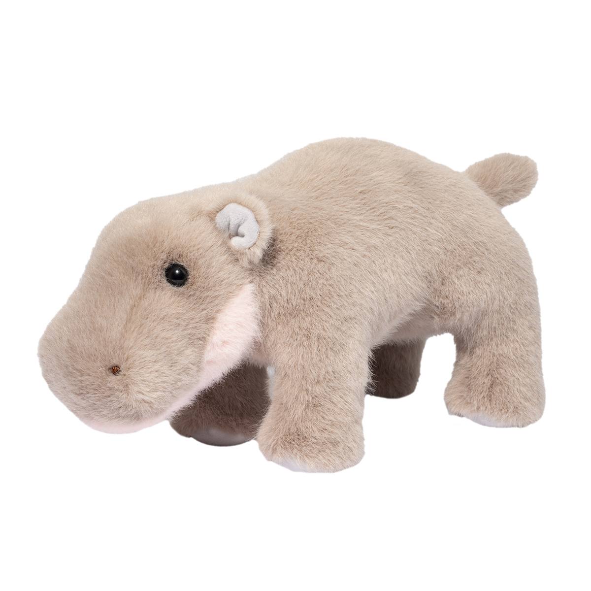 Plush toy hippo on a white background